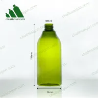 Vỏ chai nhựa pet vai bầu 300ml xanh lá